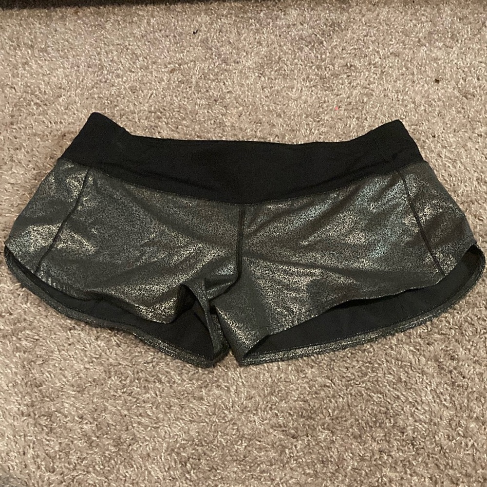 Lululemon Athletica Black and Silver Athletic Shorts
